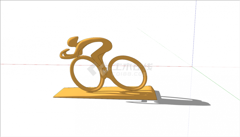 黄色艺术骑行运动雕塑su模型-图二