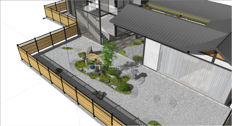 庭院篱笆景观小品假山su模型-图二