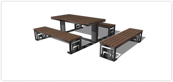 腐木木条拼接中式坐凳su模型_图1