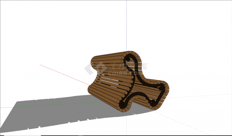 现代木条弧形特色创意坐凳su模型-图一