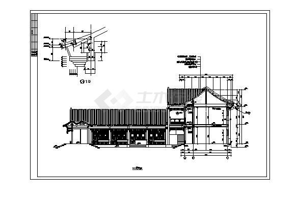 某四合院式办公楼CAD建筑图-图二