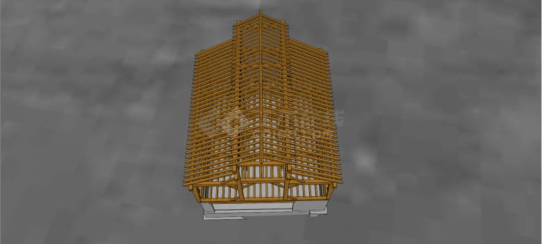 小型木质坡顶别墅su模型-图二