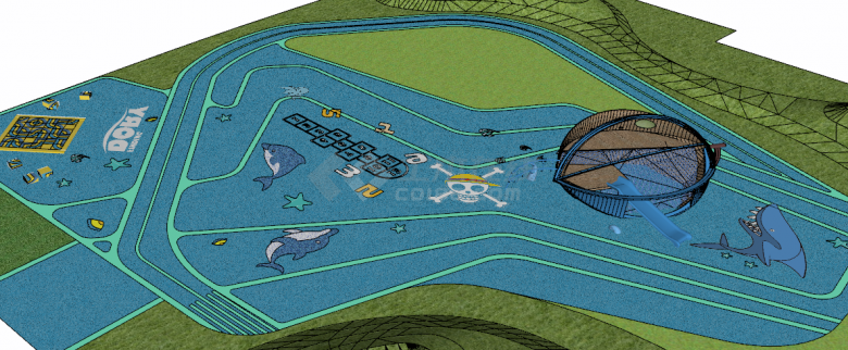 趣味海贼王主题创意海洋儿童乐园su模型-图二