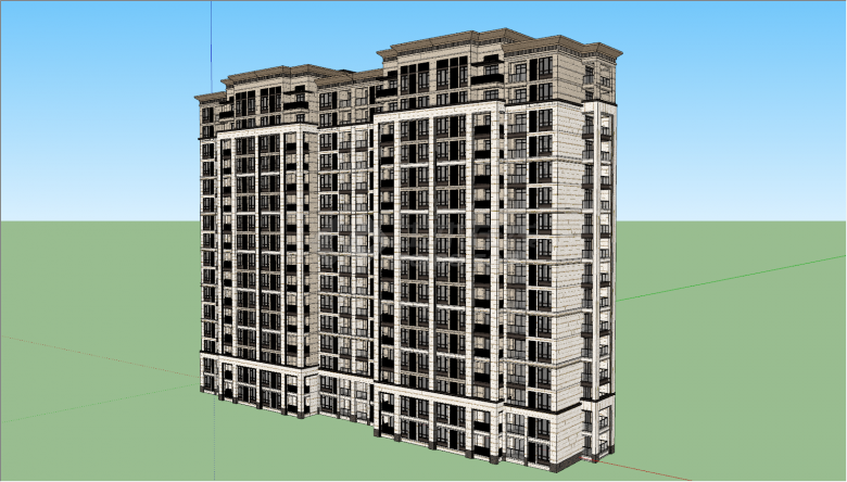 现代风高层住宅建筑su模型-图一