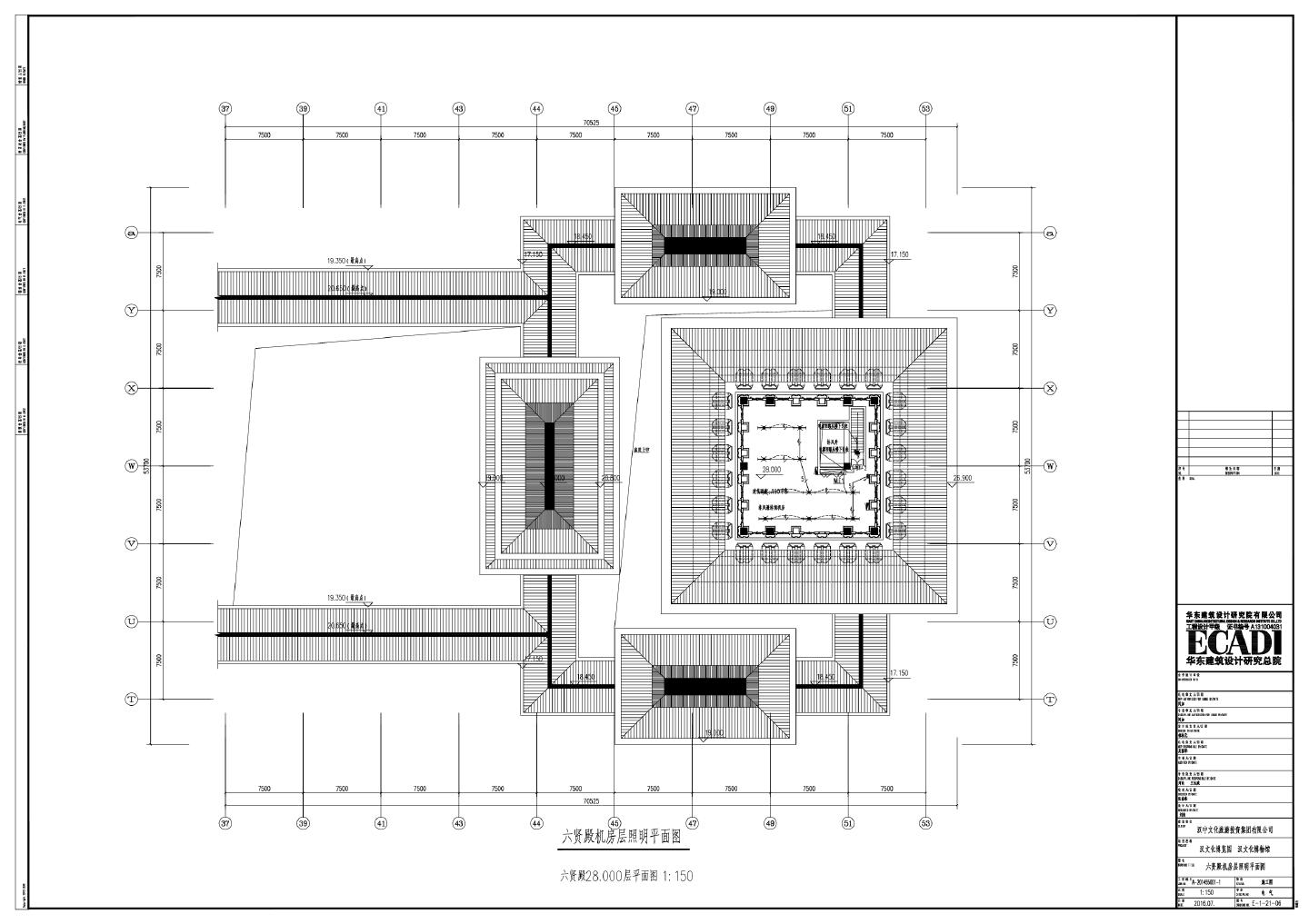 汉文化博览园E-1-21-06六贤殿机房层照明平面CAD图