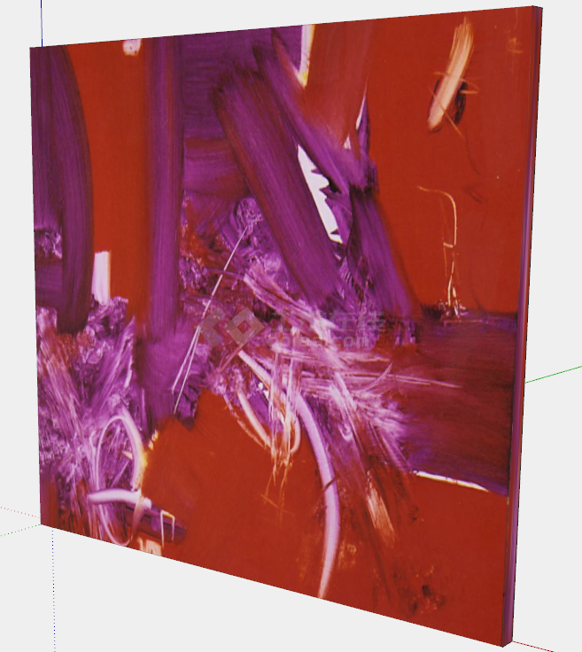 抽象红色玫瑰紫白色相撞的装饰画su模型-图二