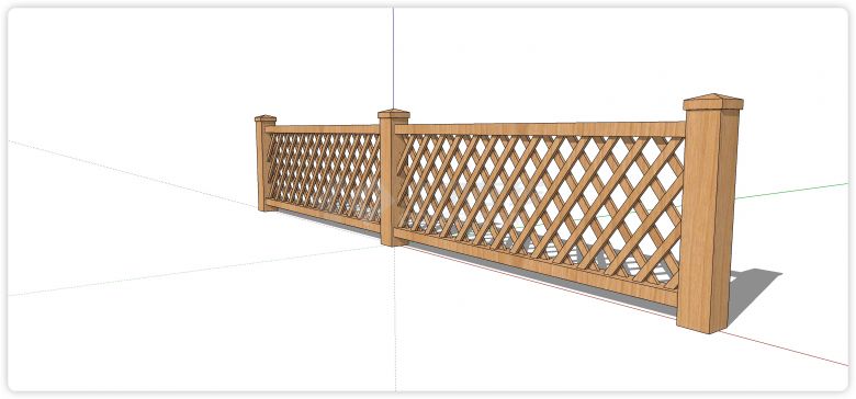 白橡木棱形造型木质栏杆su模型-图二