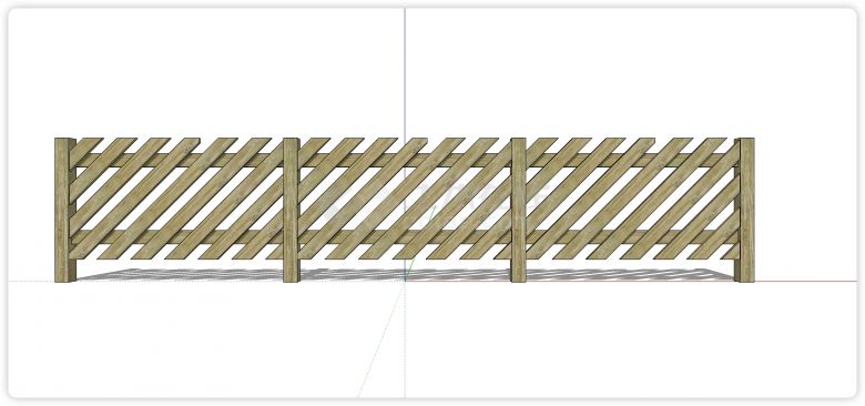 新中式枫木斜线造型木质栏杆su模型-图一