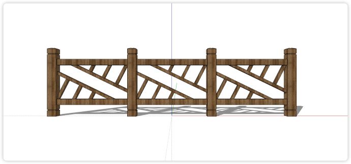 直角三角型排线造型木质栏杆su模型_图1