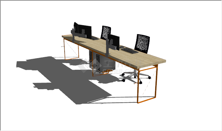 北欧简约风格办公室桌椅组合su模型-图二