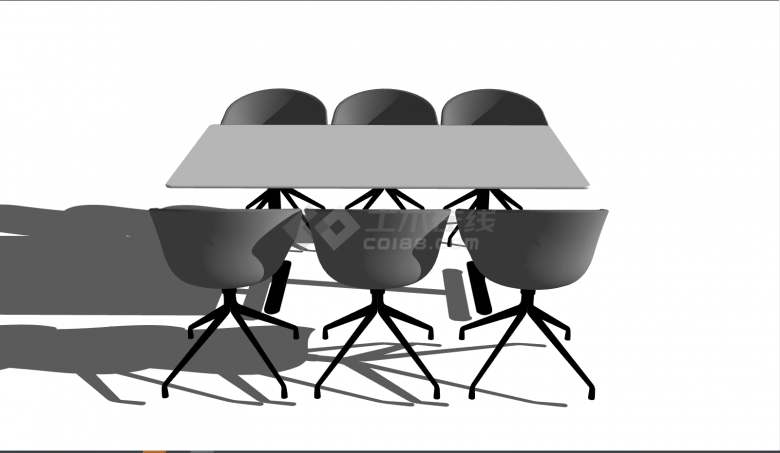 灰色简约办公室家具桌椅 su模型-图二