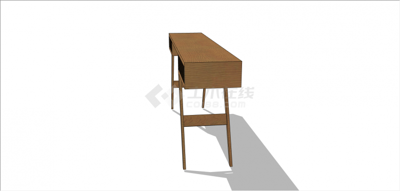 现代木制长方形桌子su模型-图二