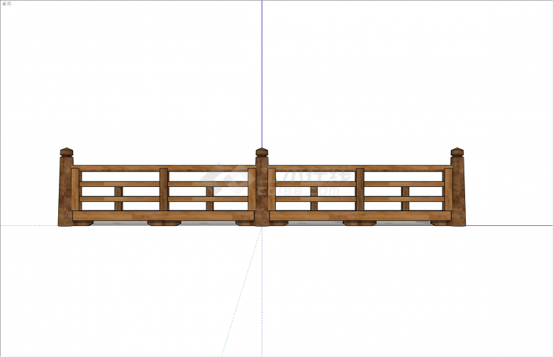 极简镂空新中式木质栏杆su模型-图一