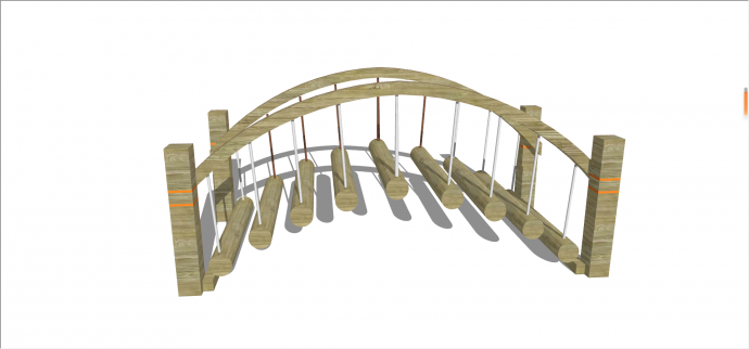 木制拱形桥植物墙su模型_图1