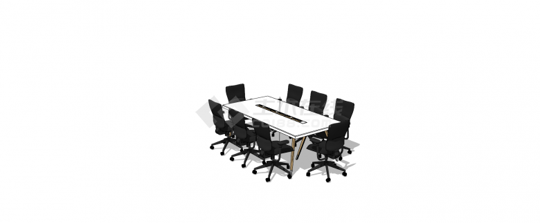 长方形白色办公家具桌椅su模型设计-图一