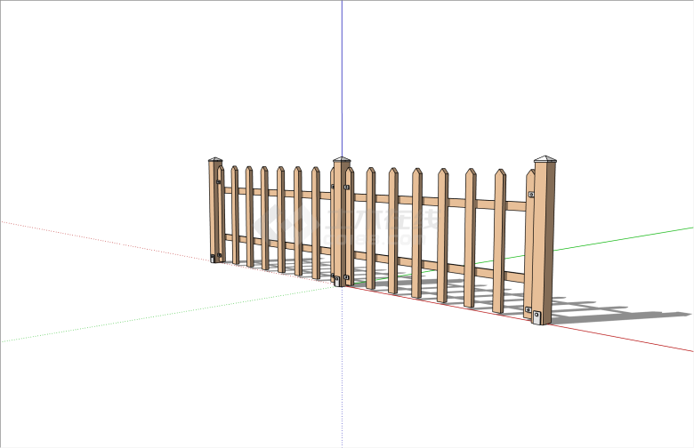 现代简约木质拼接栏杆su模型-图二