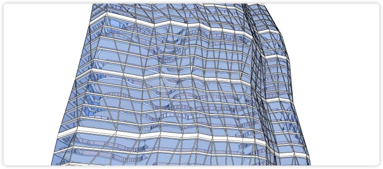 钢结构固定钻石型玻璃幕墙su模型-图二