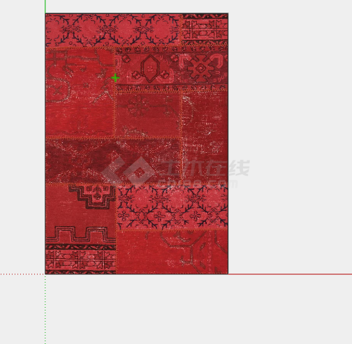 现代红色花纹布艺地毯su模型-图一