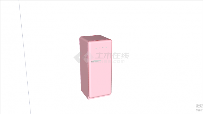粉色单开门储物冰箱su模型-图二