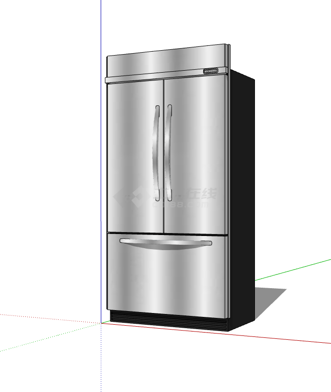 家用厨房双开门冰箱su模型-图一