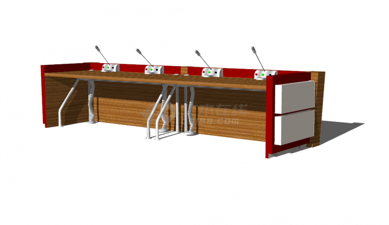 木制中式简约办公室家具桌椅 su模型-图二