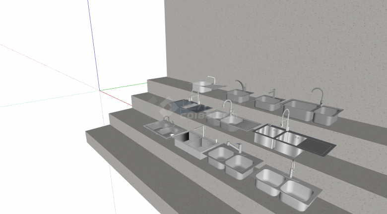 多款的简约的厨房水槽热水器su模型-图一