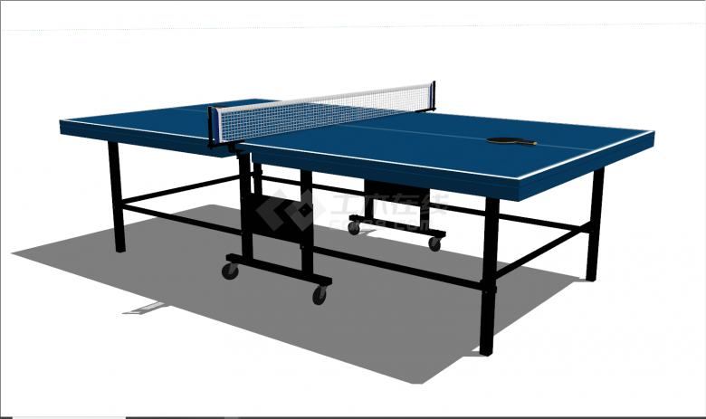 现代蓝色桌面乒乓球桌球su模型-图一