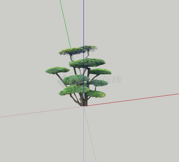 绿色散装绿丝带造型树 su模型-图二