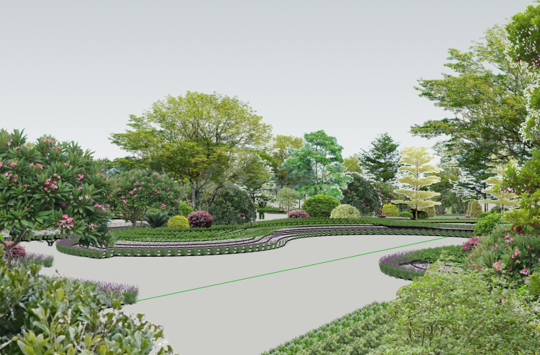 公园景区植物组合su模型-图一