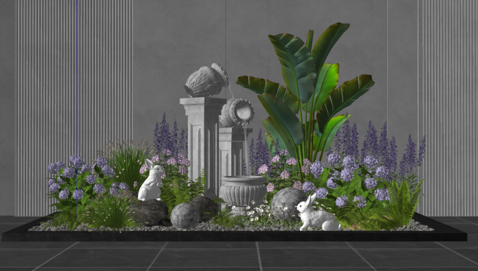 植物花池树池石柱雕塑su模型_图1