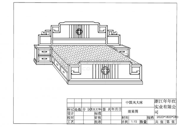 461中国风大床详图CAD图-图一