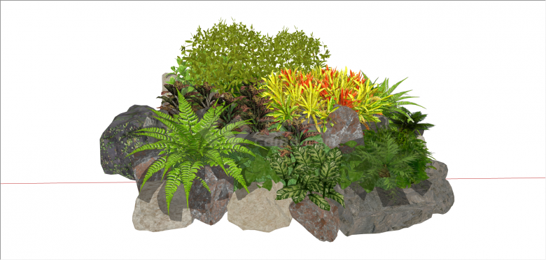 庭院花池植物景观su模型-图一