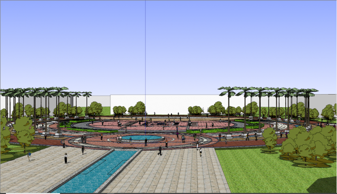 大面积空旷广场公园su模型_图1