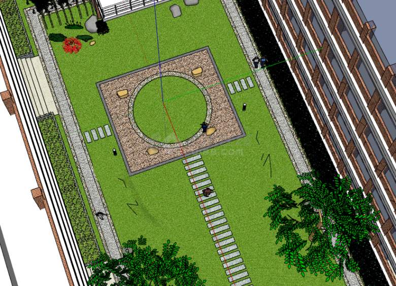 绿地现代广场公园su模型-图二