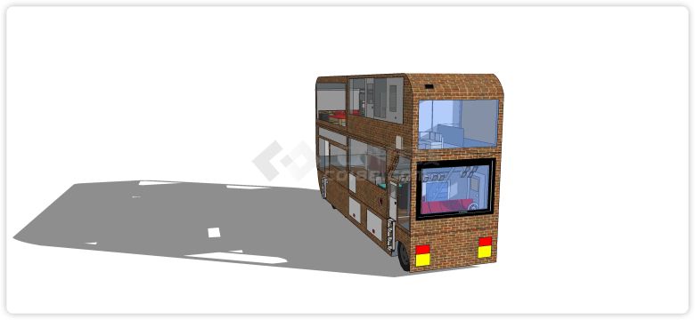 红砖纹路双层独立式房车su模型-图二