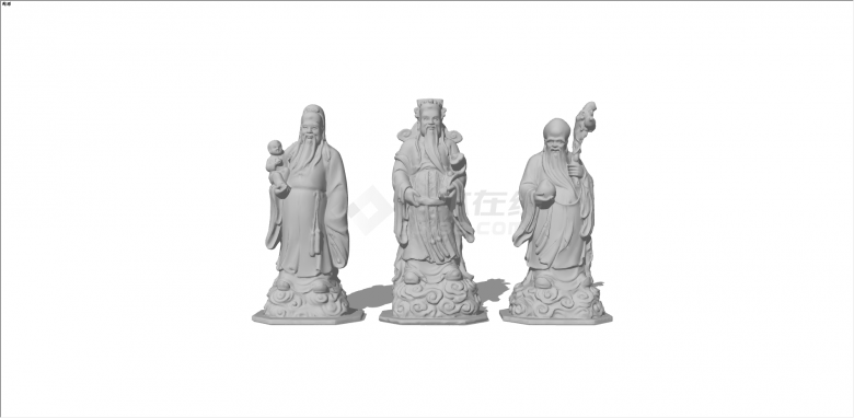 中式神话人物雕塑 su模型-图一