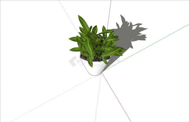现代白色三角高绿植盆栽su模型-图二
