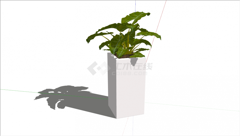 现代方深式花瓶绿植盆栽su模型-图二