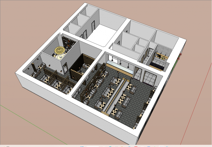 现代小型中餐餐饮空间su模型_图1