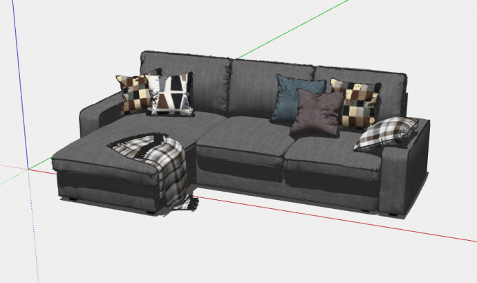 舒适三人座现代组合沙发su模型_图1