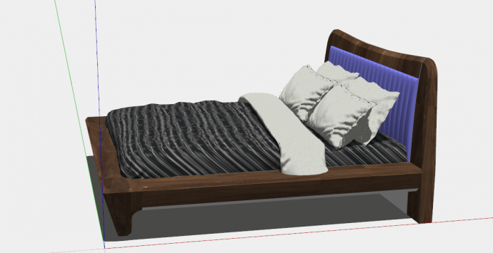 实木带有亮紫色靠背的床su模型_图1