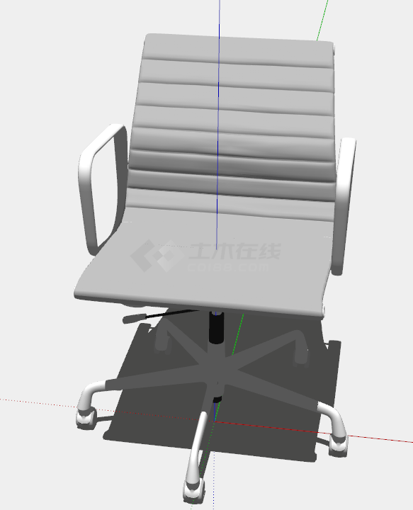 银白色的旋转带扶手的办公椅子su模型-图二
