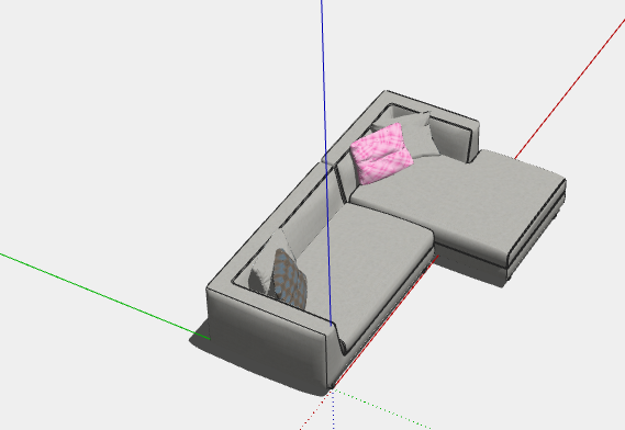 灰色现代L形组合沙发su模型_图1