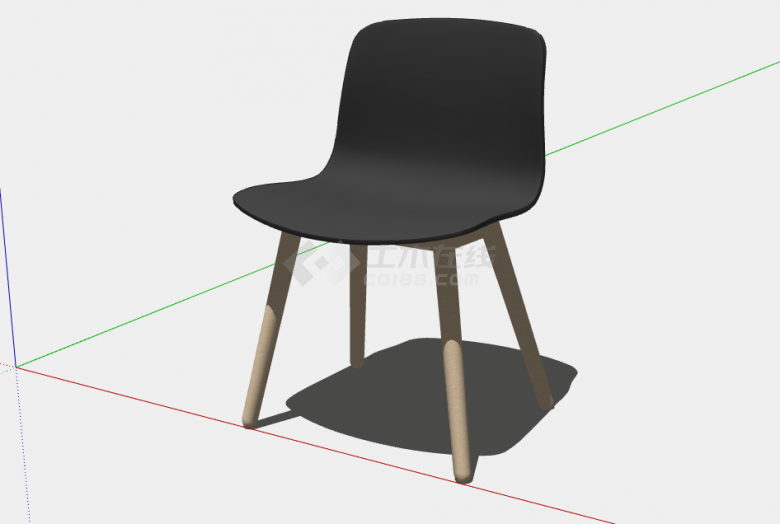 一张棕色的座面是木制的无扶手椅子su模型-图二