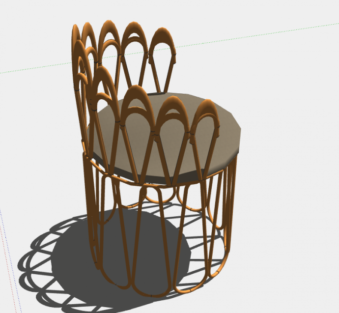一把棕色编制的扶手椅子su模型_图1