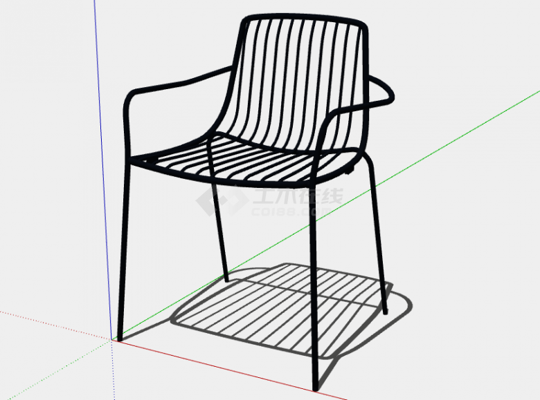 一款深色的带有镂空的扶手椅子su模型-图二