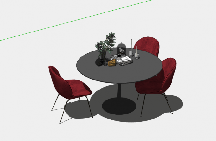 黑色现代简约圆餐桌su模型_图1