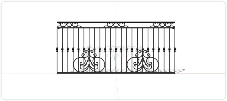 欧式蝴蝶花纹铁艺栏杆su模型-图一