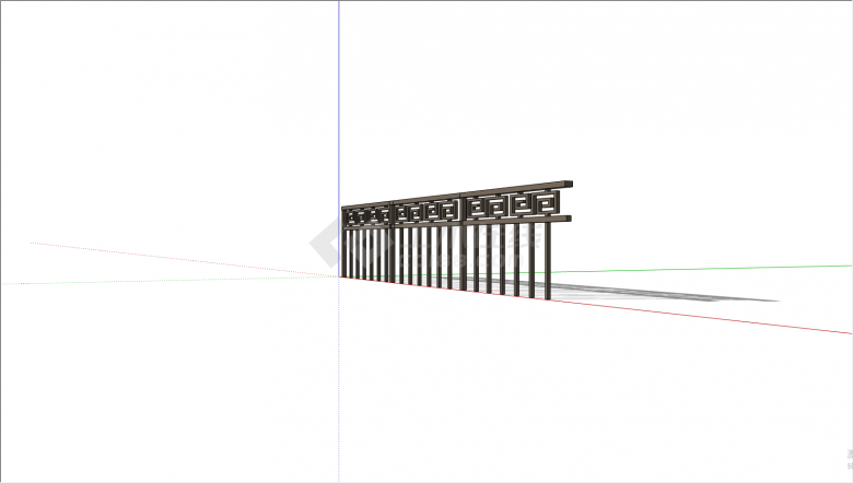 长型木制简约艺栏杆 su模型-图二