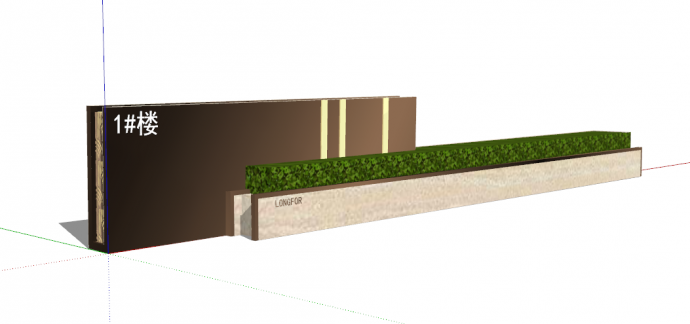 深棕色和米白色相结合的景墙围墙su模型_图1